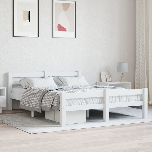 vidaXL Massivholzbett Weiß Kiefer 140x200 cm, 322071, 8720286327388