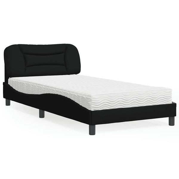 vidaXL Bett mit Matratze Schwarz 100x200 cm Stoff, 3208515
