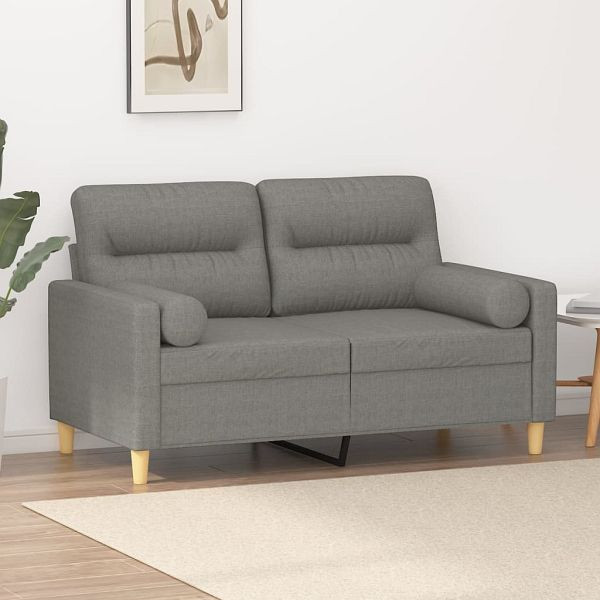 vidaXL 2-Sitzer-Sofa mit Kissen Dunkelgrau 120 cm Stoff, 3152976