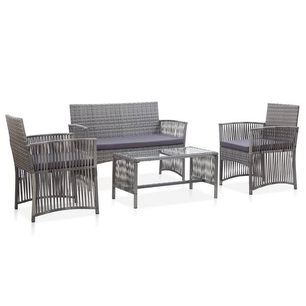 vidaXL 4-tlg. Garten-Lounge-Set mit Auflage Poly Rattan Anthrazit, 46437