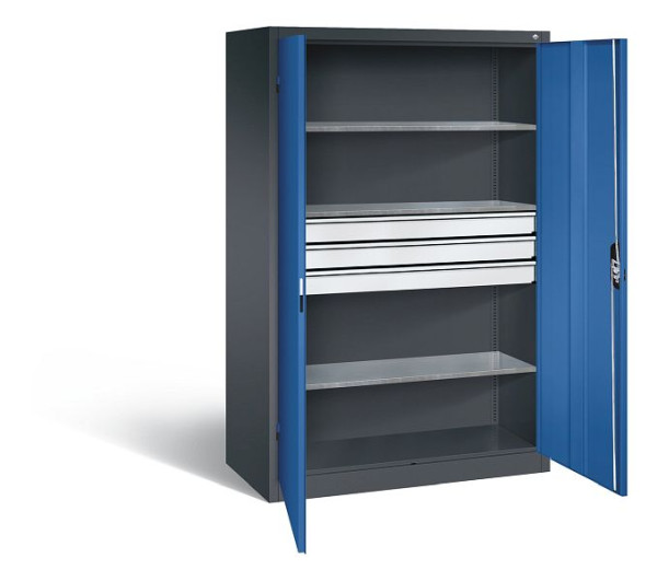 C+P Werkzeugschrank Acurado, H1950xB1200xT600mm, Farbe: Schwarzgrau / Enzianblau, Muldengriff, 8932-5030 S10099