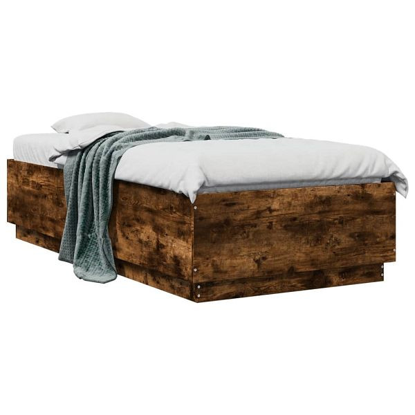 vidaXL Bettgestell Räuchereiche 75x190 cm Holzwerkstoff, 3209762