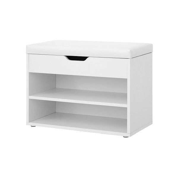 VASAGLE Gepolsterte Schuhbank 2 Fächer Weiß, LHS20WT, 6955880304783