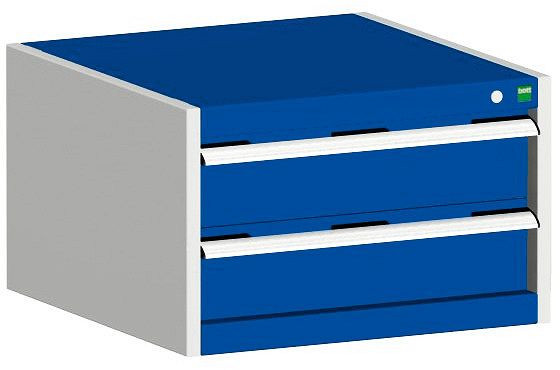 bott cubio Schubladenschrank bestückt mit 2 Schubladen BxTxH: 650 x 650 x 400 mm, RAL 7035/5010, 40019005.11V