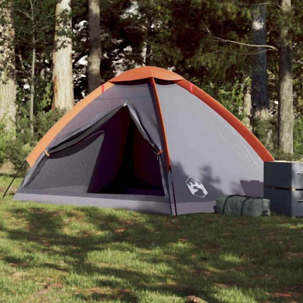 vidaXL Kuppel-Campingzelt 4 Personen Grau und Orange Wasserdicht, 94764