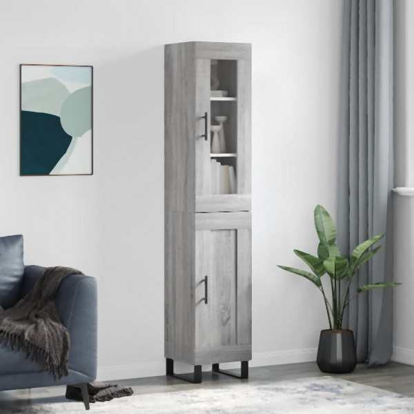 vidaXL Highboard Grau Sonoma 34,5x34x180 cm Holzwerkstoff, 3199519