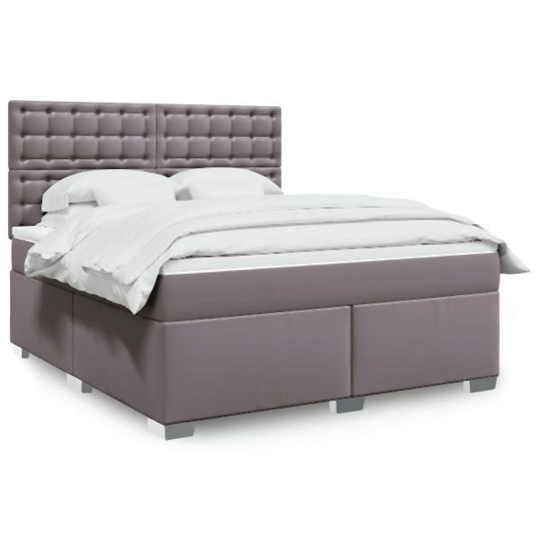 vidaXL Boxspringbett mit Matratze Grau 180x200 cm Kunstleder, 3290734