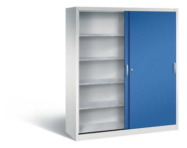 C+P Schiebetürenschrank Acurado, H1950xB1600xT500mm, Farbe: Lichtgrau / Enzianblau, Bügelgriff, 2159-00 S10097