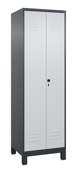 C+P Umkleidespind Classic PLUS SW, Füße, 2 Abteile, 1950x600x500mm, 7016/7035, Drehriegel, 080012-20 S10013