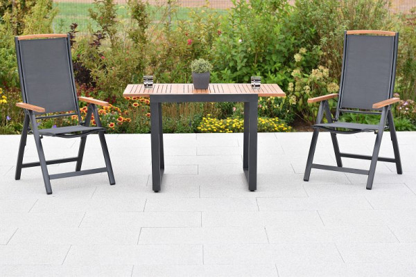 Merxx Siena Set 3-teilig, 2 Siena Klappsessel, 1 Balkonausziehtisch, 80 (120) x 70 cm, Tischplatte aus Akazienholz, 51018-309