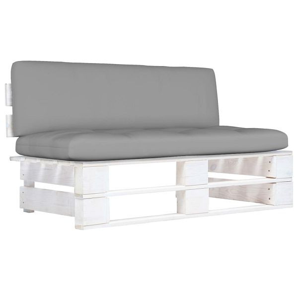 vidaXL Outdoor-Mittelsofa Paletten Kiefernholz Imprägniert Weiß, 3066495