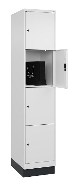 C+P Schließfachschrank Evolo PLUS, mit Sockel, 4 Fächer, 1950x400x500mm, 9016/90, 049020-124 S10020