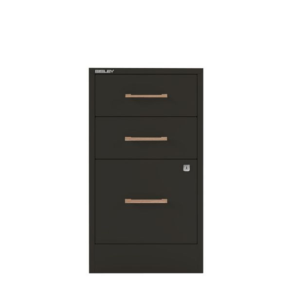 Bisley Home Filer, 2 Universal-, 1 HR-Schublade, Eichengriff, 633 schwarz, PFA3OH633