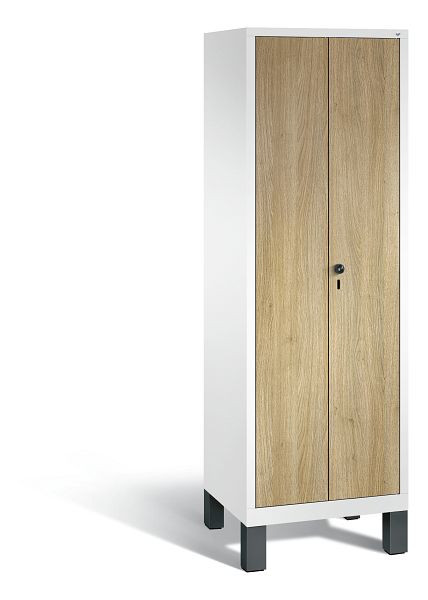 C+P Spind Evolo, 2 Abteile, H1850xB610xT500 mm, Weiß/MDF Eiche, 48012-20B S10052