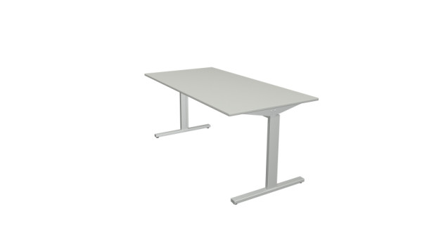Kerkmann Schreibtisch Form 2 - B 1600 x T 800 x H 700-820 mm mit T-Fuß-Gestell in alusilber, lichtgrau, (Montage), 11020611-1