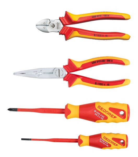 GEDORE VDE-Werkzeugsatz 4-teilig, praktische Zusammenstellung, 3100340