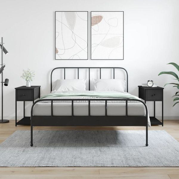 vidaXL Nachttische 2 Stück Schwarz 30x60x60 cm Holzwerkstoff, 826054