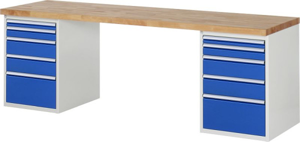 RAU Werkbank Serie 7000 - Baukasten-Bauweise, 10 x Schublade, 2500x840x700 mm, 03-7511A3-257B4S.11