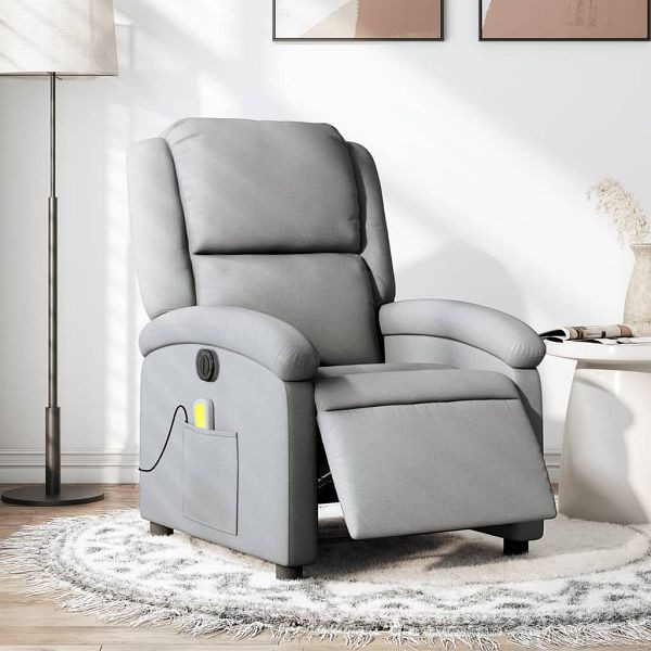 vidaXL Massagesessel Elektrisch Hellgrau Stoff, 3204152