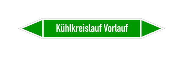 Schilder Klar Rohrleitungskennzeichen Kühlkreislauf Vorlauf, 33000x90 mm Folie selbstklebend, 101446/95