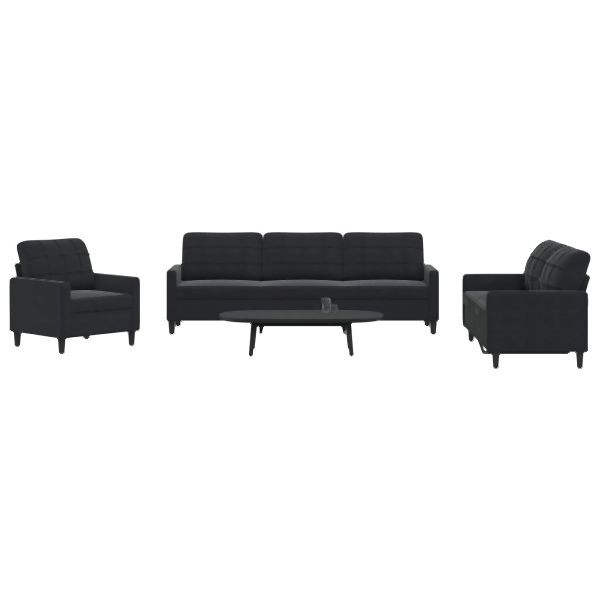 vidaXL 4-teilig Sofagarnitur mit Kissen Schwarz Samt, 3278446