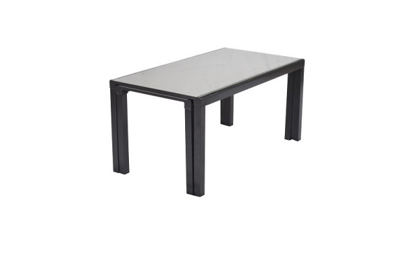 Merxx Flex Ausziehtisch 160/160 x 78/75 x78/74,5 cm, graphitfarbenes Gestell / grauer Glasplatte, Aluminium, 26500-217