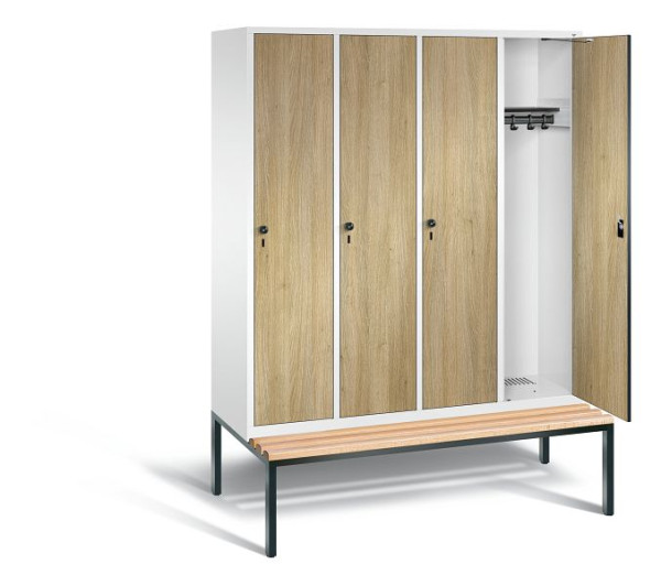 C+P Garderobenschrank Evolo, H2090xB1590xT815mm, Farbe: Verkehrsweiß / Dekor Eiche Sereno, 48050-42 S10295