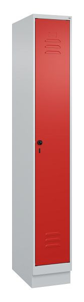 C+P Umkleidespind Classic PLUS mit Mitteltrennwand, Sockel, 1950x300x500mm, 7035/3020, Drehriegel, 080020-10F S10002