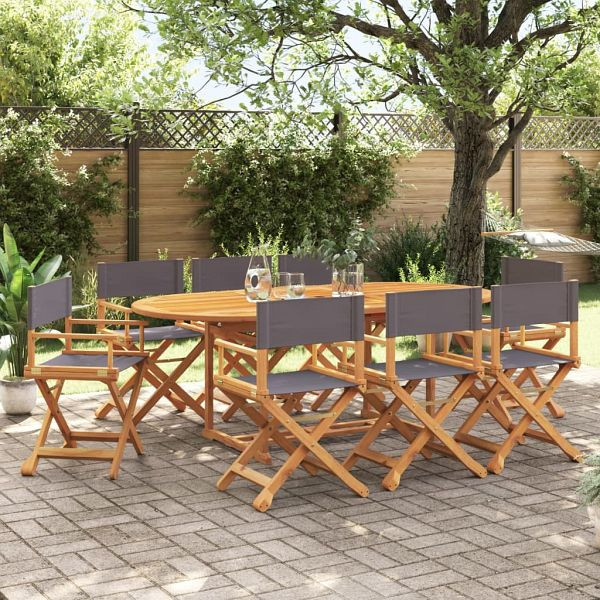 vidaXL Klappbare Gartenstühle 8 Stück Dunkelgrau Stoff, 3208915