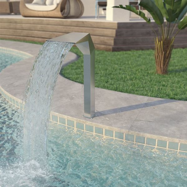 vidaXL Pool-Wasserfall Edelstahl 50x30x90 cm Silbern, 43695