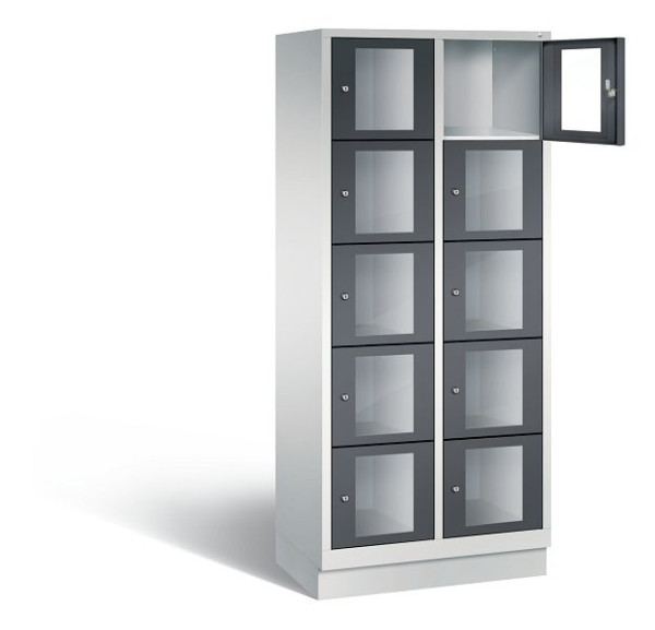 C+P Schließfachschrank Classic, H1800xB810xT500mm, Farbe: Lichtgrau / Schwarzgrau, 8020A225 S10005