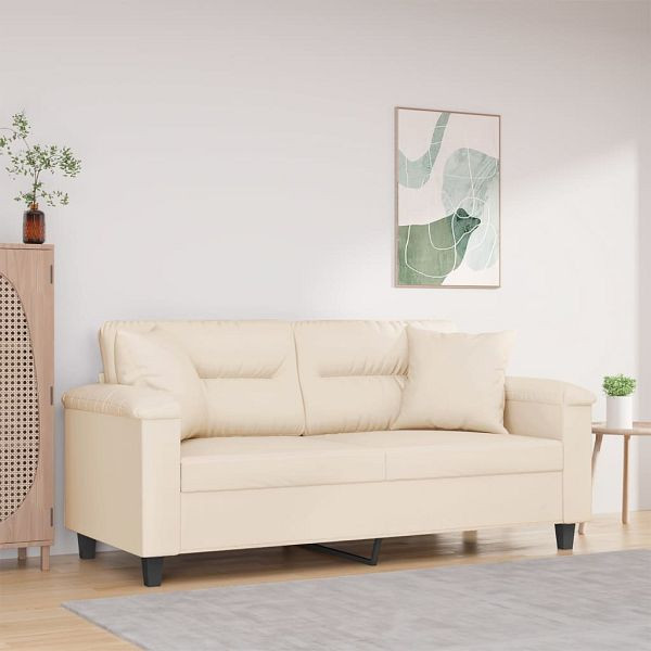 vidaXL 2-Sitzer-Sofa mit Kissen Beige 140 cm Mikrofasergewebe, 3200976