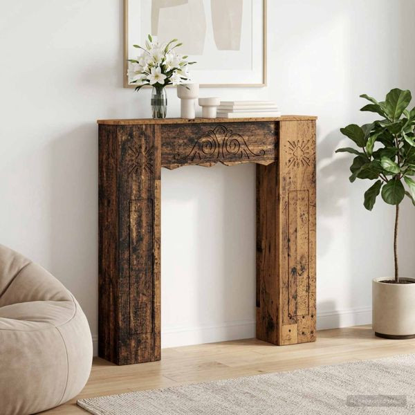vidaXL Kaminumrandung Altholz 102 x 20 x 102 cm Holzwerkstoff, 8006640