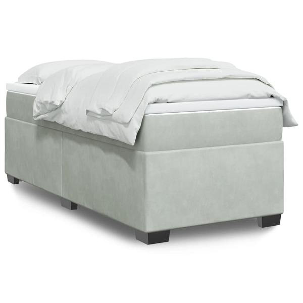 vidaXL Boxspringbett mit Matratze Hellgrau 90x200 cm Samt, 3285257