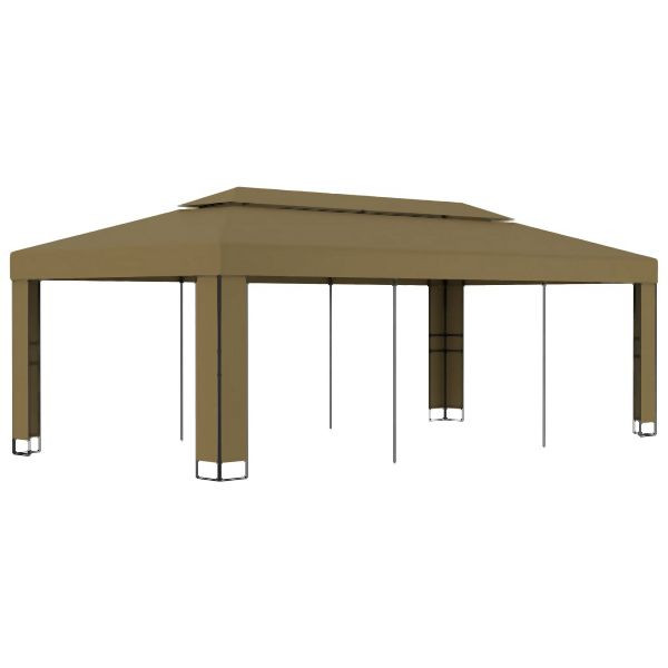 vidaXL Pavillon mit Doppeldach 3x6 m Taupe 180 g/m², 312219