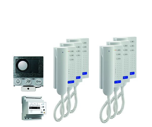 TCS audio:pack Einbau für 6 Wohneinheiten, mit Einbaulautsprecher ASI12000 + 6x Türtelefon ISH3030 + Steuergerät BVS20, PAIH060/004