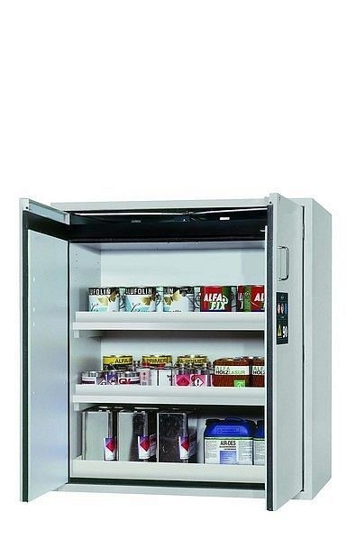 asecos Sicherheitsschrank S-PEGASUS-90, S90.129.120.WDAC in lichtgrau RAL 7035 mit 2x Wannenboden Standard (Polypropylen), 30123-001-30165