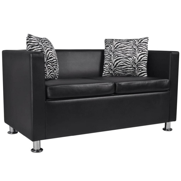vidaXL 2-Sitzer-Sofa Kunstleder Schwarz, 242209, 8718475941590