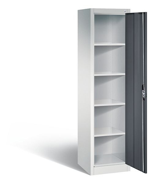 C+P Büroschrank Acurado, H1950xB502xT500mm, Farbe: Lichtgrau / Schwarzgrau, Muldengriff, 5 OH, 9235-000 S10211