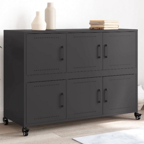 vidaXL Sideboard Schwarz 100,5x39x72 cm Stahl, stilvoll, 846740
