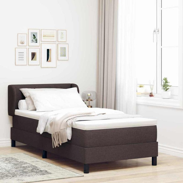 vidaXL Boxspringbett mit Matratze Dunkelbraun 90 x 200 cm Stoff, 3340006