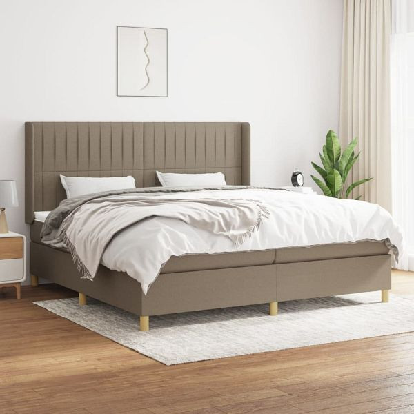 vidaXL Boxspringbett mit Matratze Taupe 200x200 cm Stoff, 3132181