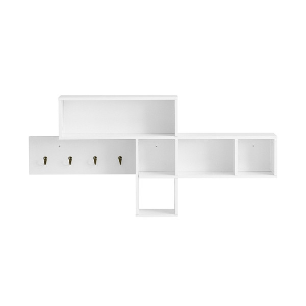 SoBuy Wandgarderobe mit einem Regal Weiß 110x15x53 cm, Modern, FHK17-W