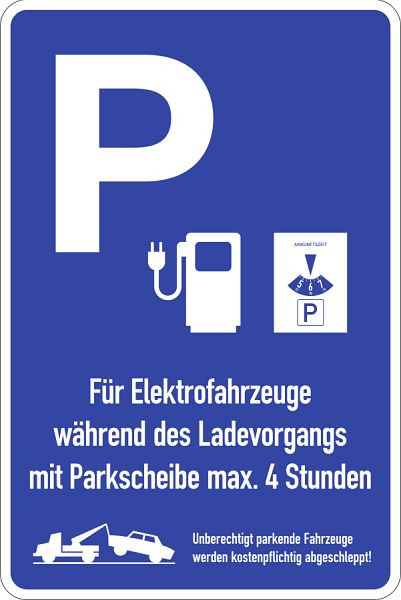 Moedel Parkplatzschild - Hinweistafel für Parken an Ladesäulen, Aluminium, 600x900 mm, 107921