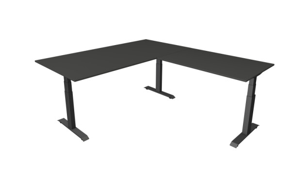 Kerkmann Sitz-/Stehtisch Move 4, B 2000 x T 1000 mm mit Anbauelement 1200 x 800 mm, elektrisch verstellbar von 640-1290 mm, anthrazit, Montage, 10083313-1
