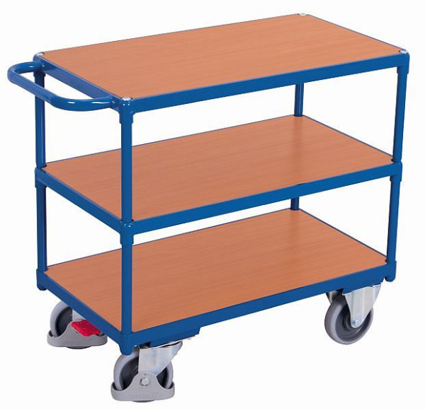 VARIOfit Schwerer Tischwagen mit 3 Ladeflächen, Außenmaße: 1.040 x 500 x 880 mm (BxTxH), sw-500.650