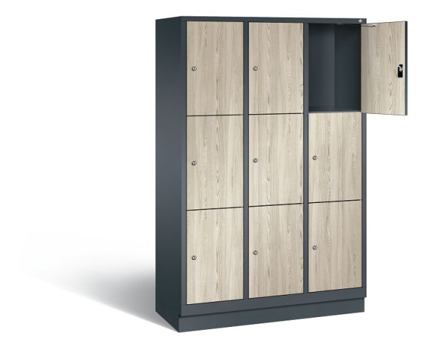 C+P Schließfachschrank Evolo, H1800xB1200xT500mm, Farbe: Anthrazitgrau / Dekor Sen-Esche, 48020-323 S10263