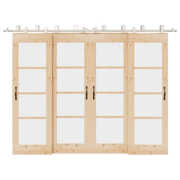 vidaXL Schiebetür-Beschlagsatz 366 cm Edelstahl Silbern, 3295767