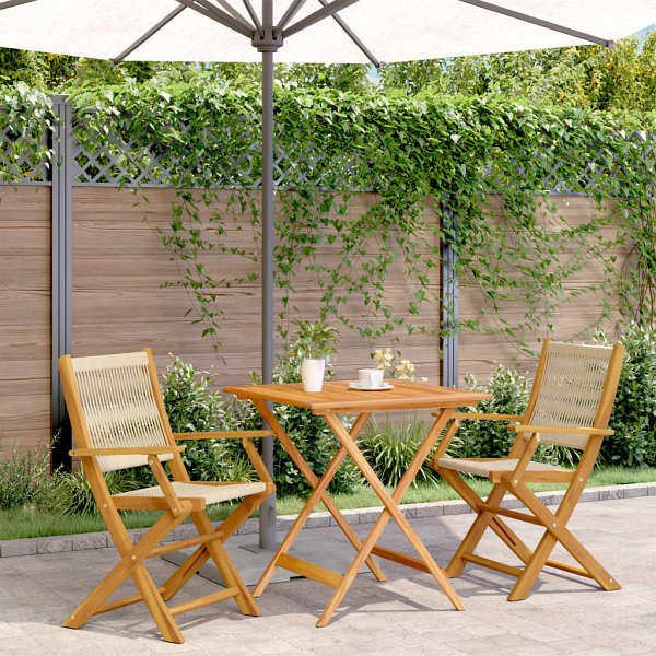 vidaXL 3-tlg. Bistro-Set Beige Polypropylen und Massivholz, 3281879