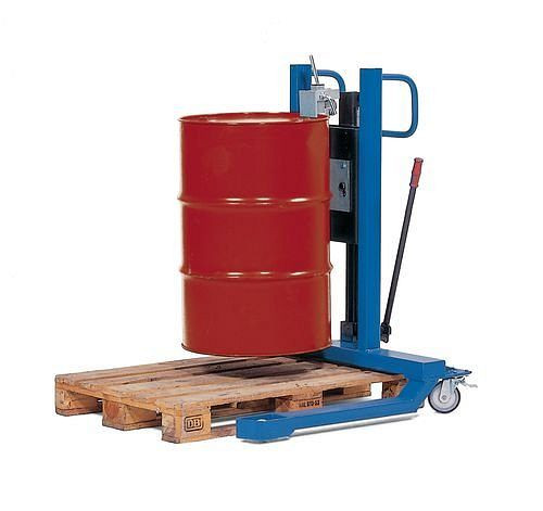 DENIOS Fasslifter Servo FL 12-M aus Stahl, breites Fahrwerk, für 60-/200-Liter-Fässer, 115218